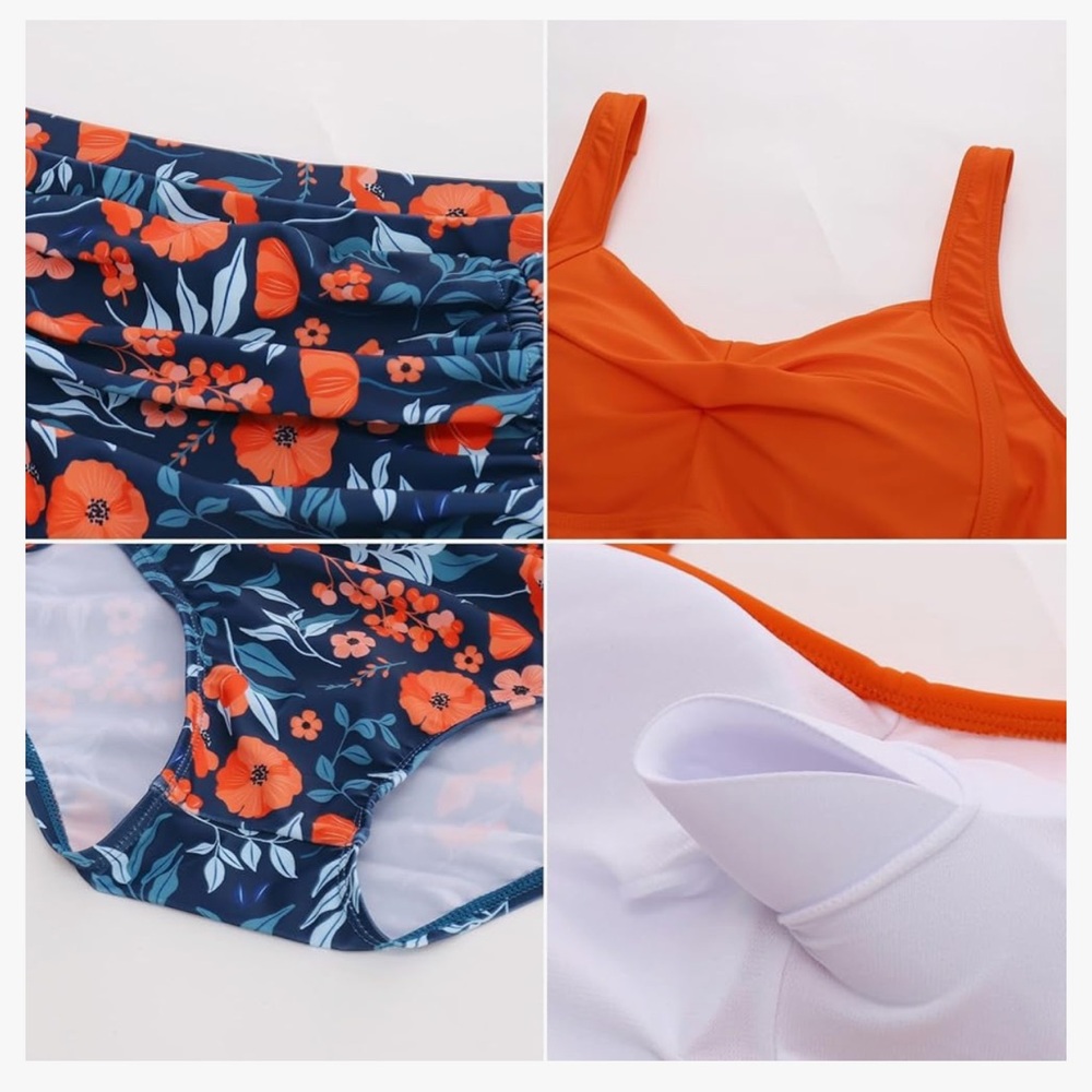 Hanna Nikole Plus Size Swimsuit Set Twist Front Bikini Drawstring Ruched Bottom - Picture 3 of 14